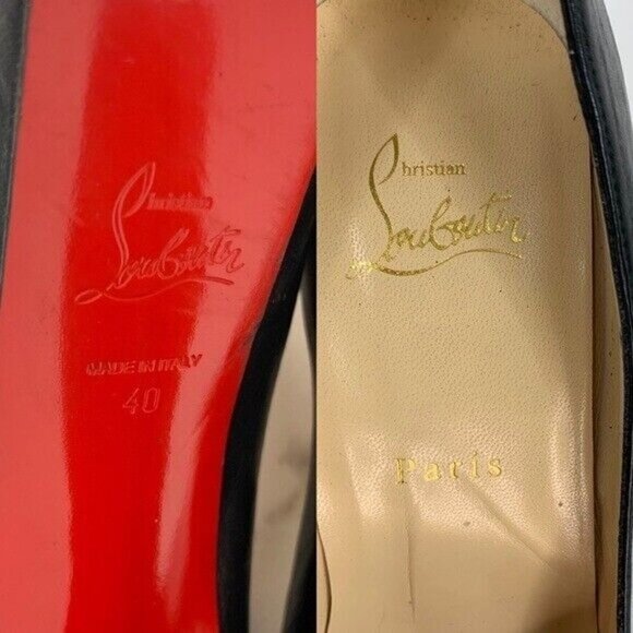 CHRISTIAN LOUBOUTIN Electropump Black Napa Leather Platform Spiked Red Sole Pump - Picture 8 of 16